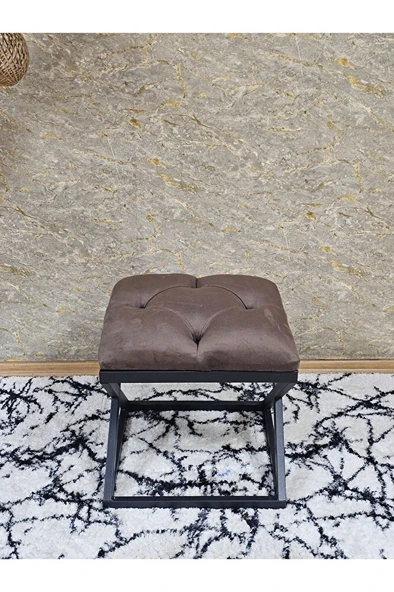 Siyah Boyalı 45 cm x 45 cm Çaprazlı Puf Bench Oturak Kahverengi Renk 45 x 45 Boyut/Ebat - 2
