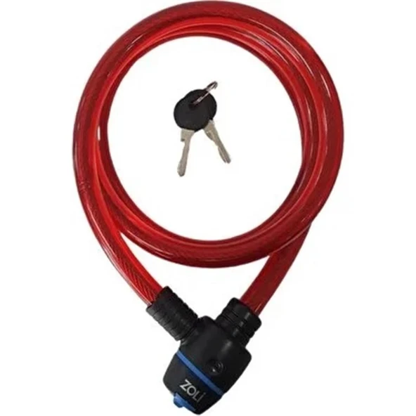 ZOLİ BİSİKLET KİLİT HALAT 15X1000 84118 ANAHTARLI KIRMIZI KLT-105-2 ürün görseli