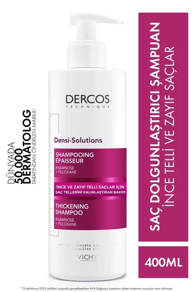 Vichy Dercos Densi-Solutions Thickening Shampoo Saç Dolgunlaştırıcı ve Yoğunlaştırıcı Şampuan 400 Ml - SKT: 12 M ürün görseli 1