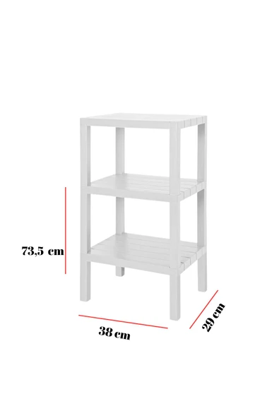 3 Katlı Beyaz Raf Kitaplık & Banyo Düzenleyicisi 73,5 cm - Resim 2