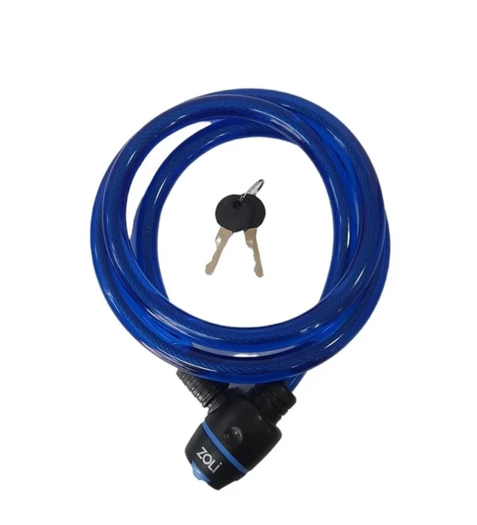 ZOLİ BİSİKLET KİLİT HALAT 15X1500 84118 ANAHTARLI MAVİ KLT-107-1 ürün görseli