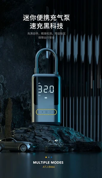 Gimp Taşınabilir Göstergeli Güç Bankası USB & Type-C, El Feneri, Flaşör, Araç Lastik Hava Pompası - 10