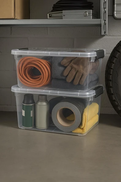 2’li Şeffaf Saklama Kutusu & Düzenleme Kutusu & Oyuncak Kutusu 34 Lt - Resim 6