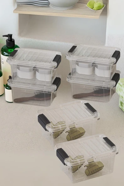 6’lı Şeffaf Saklama Kutusu & Düzenleme Kutusu 1 Lt - Resim 4