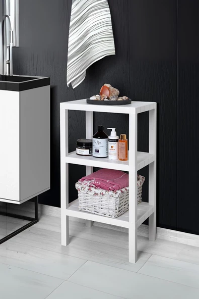 3 Katlı Beyaz Raf Kitaplık & Banyo Düzenleyicisi 73,5 cm - Resim 2