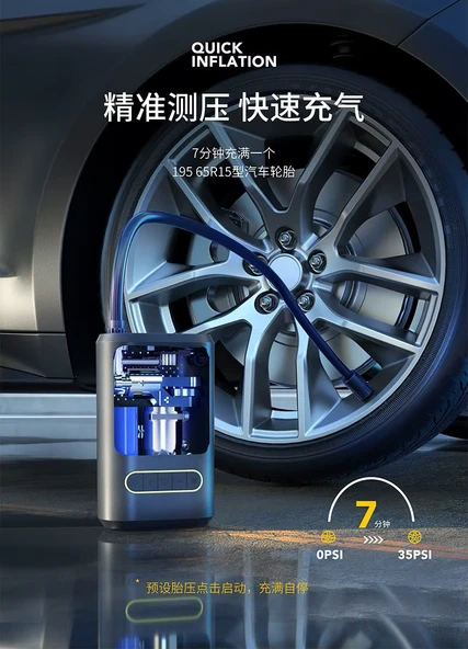 Gimp Taşınabilir Göstergeli Güç Bankası USB & Type-C, El Feneri, Flaşör, Araç Lastik Hava Pompası - 8