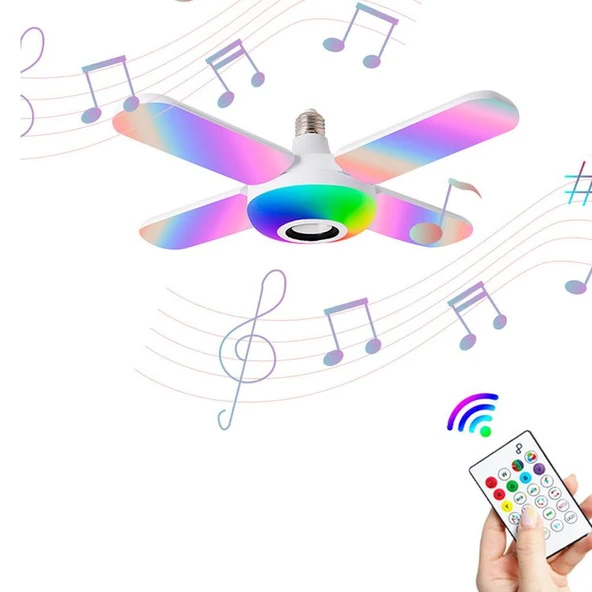 36 Watt, Bluetooth Müzik Çalar, RGB Çok Renkli, Kumandalı Led Ampul, Genç Odası Ampulü, Disko Ampul - Resim 6