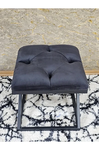 Siyah Boyalı 45 cm x 45 cm Çaprazlı Puf Bench Oturak Füme Renk 45 x 45 Boyut/Ebat - Resim 4