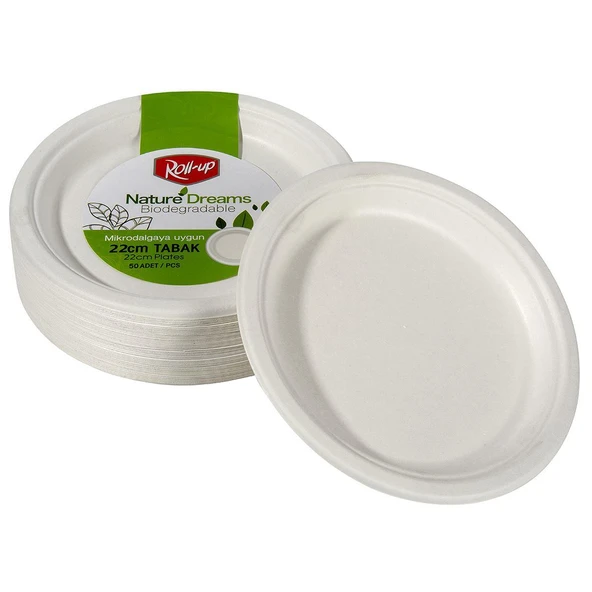 Roll-Up Nature Ekolojik Karton Kağıt Parti Tek Kullanımlık Tabak - 22 Cm. - 25 Adetlik 1 Paket - Resim 3