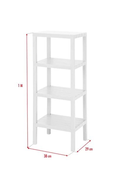 4 Katlı Beyaz Raf Kitaplık & Banyo Düzenleyicisi 100 cm - Resim 3