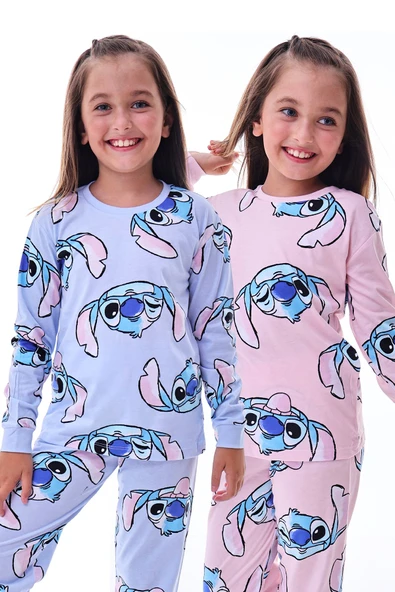2'Li Cute Monster Pijama Takımları ( Pembe - Mavi ) - 1