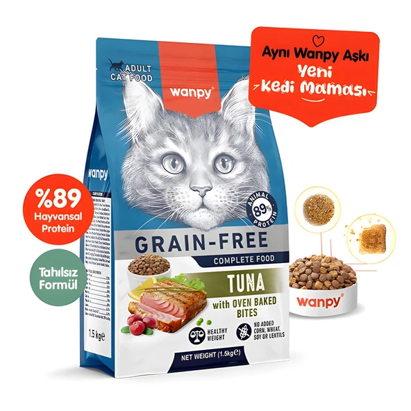 Wanpy Ton Balıklı Tahılsız Yetişkin Kedi Maması 1,5kg ürün görseli