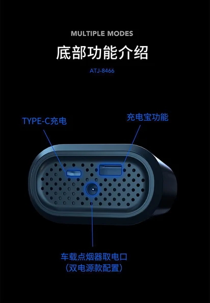 Gimp Taşınabilir Göstergeli Güç Bankası USB & Type-C, El Feneri, Flaşör, Araç Lastik Hava Pompası - 2