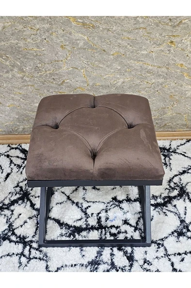 Siyah Boyalı 45 cm x 45 cm Çaprazlı Puf Bench Oturak Kahverengi Renk 45 x 45 Boyut/Ebat - 4