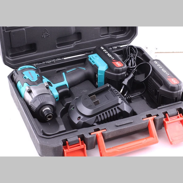 Kömürsüz Akülü Torklu Vidalama Çift Batarya Li-ion Batarya 20 V 4.0 Ah Üç Kademe Torklu Çantalı - Resim 7