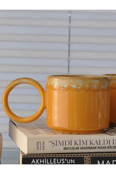 Artistik Yuvarlak Kulp 2 li Kupa- Yavruağzı