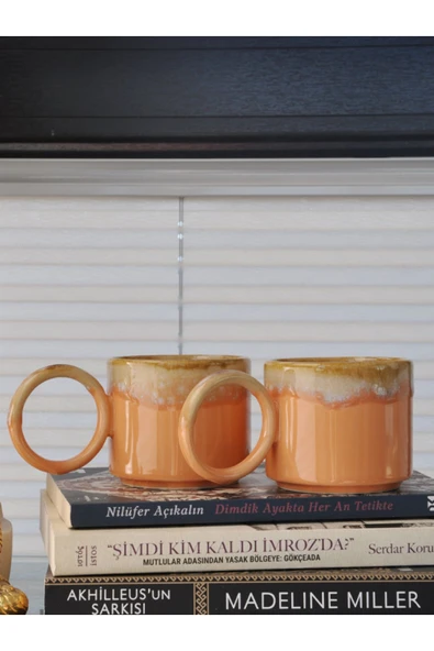 Artistik Yuvarlak Kulp 2 li Kupa- Sunflowers - 2