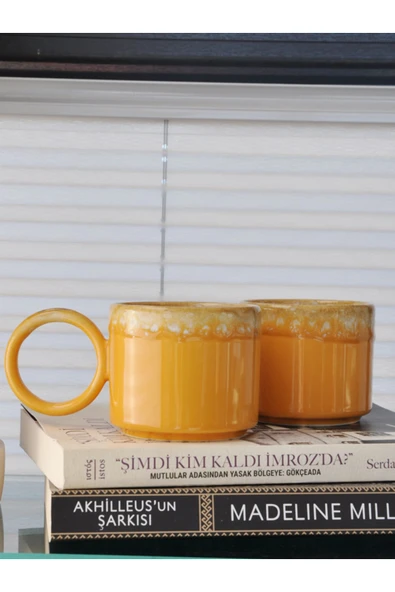 Artistik Yuvarlak Kulp 2 li Kupa- Sunflowers