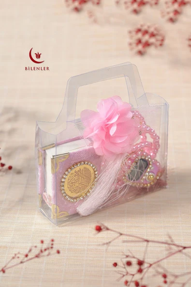 Hediyelik Kutulu Mini Kur'an İnci Tesbih ve Taşlı Zikirmatik Seti 1 Adet - Resim 6