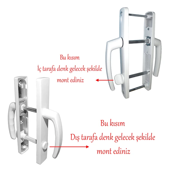 Plastik Wc Banyo Kapı Kolu Tutamağı İçi Metal Plastik Tutma Kol Sağa Sola Uyumlu 1 Çift - Resim 3