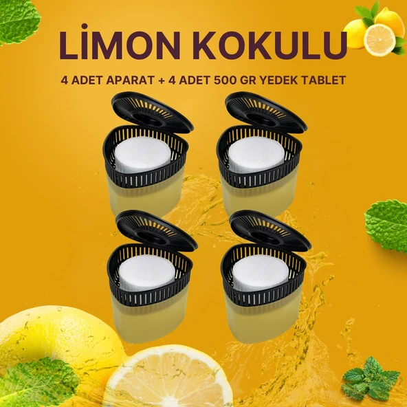 4 Adet 500 gr Nem Alıcılı Ve Rutubet Giderici Aparat Üçgen Limon (TABLET DAHİL) ürün görseli