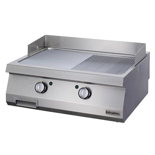 Öztiryakiler Elektrikli Grill Plate, Yarı Oluklu, 80x70x30 Cm Krom Kaplı, Oge 8070 1/2 N C - Resim 1
