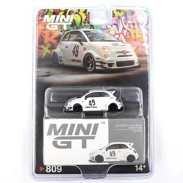 Nessiworld Mini GT 1/64 LB-WORKS x Abas Works ABARTH 595 Gara White - Blister Paket - Resim 2