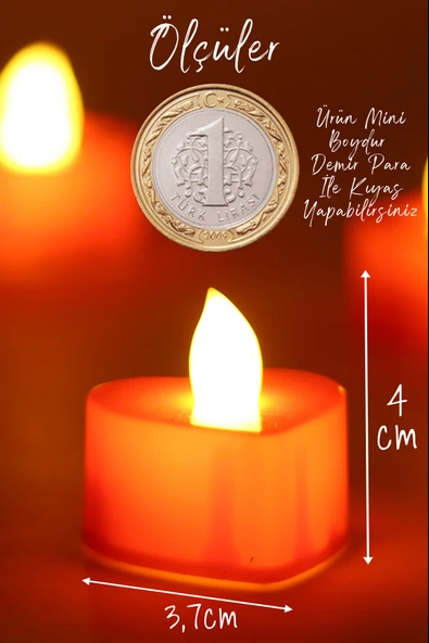 4 Adet Kalp Kırmızı Mini Led Mum Seti Pilli Dumansız Alevli Ledli Dekoratif Yapay Mum Dekor Işığı - 5