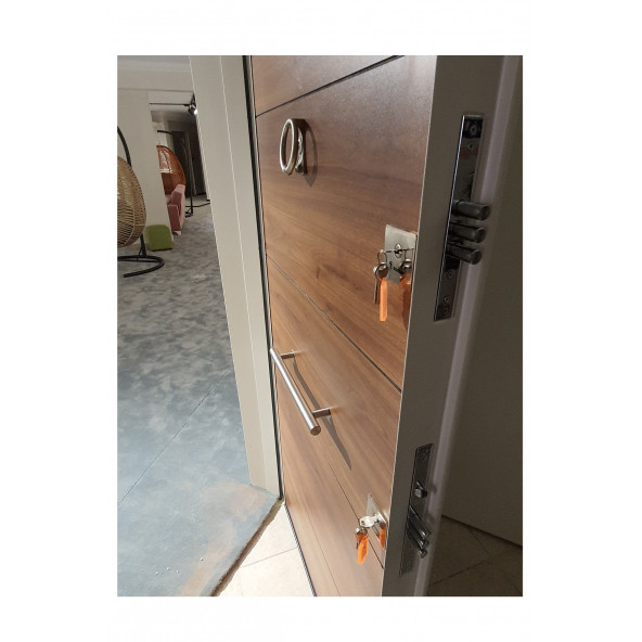 Tezwood 1650 Beyaz Statik Kasalı Düz Model Daire Kapısı, Villa Kapısı, Çelik Kapı - 5