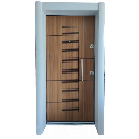Tezwood 1593 Statik Kasalı Beyaz Renk Düz Model Daire Giriş Kapısı, Çelik Kapı, Villa Kapısı - 1
