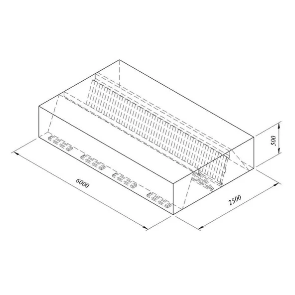 Öztiryakiler Kutu Tipi Çift Cidarlı Filtreli Orta Tip Davlumbaz, 600x250 Cm ürün görseli