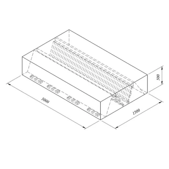 Öztiryakiler Kutu Tipi Çift Cidarlı Filtreli Orta Tip Davlumbaz, 500x150 Cm - 1