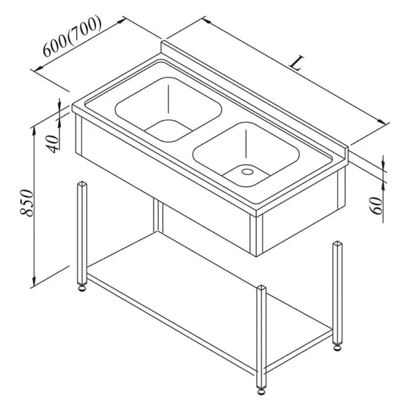 Öztiryakiler Evyeli Tezgahı 2g 3 Perdeli Taban Raflı Demonte 140x70 Cm ürün görseli 1