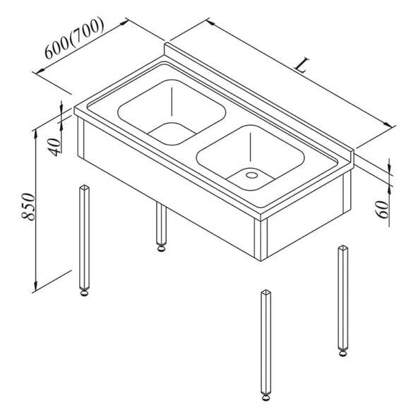 Öztiryakiler Evyeli Tezgah, 2g, 3 Perdeli, Demonte, 120x60 Cm - 1