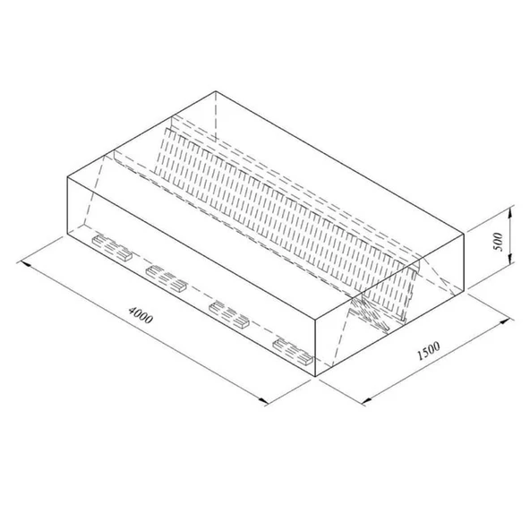 Öztiryakiler Kutu Tipi Çift Cidarlı Filtreli Orta Tip Davlumbaz, 400x150 Cm - 1
