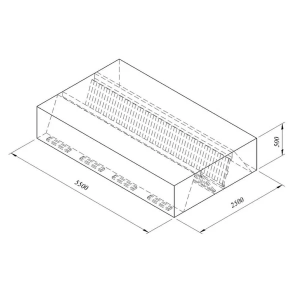 Öztiryakiler Kutu Tipi Çift Cidarlı Filtreli Orta Tip Davlumbaz, 550x250 Cm - 1