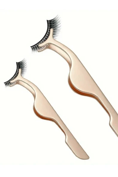 Profesyonel Paslanmaz Çelik Kirpik Cımbızı – Sahte Kirpik Uygulama Aracı, Hassas ve Kolay Kullanım, Altın Renk ürün görseli