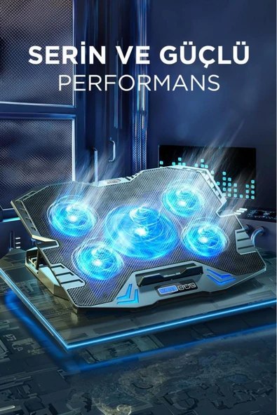 CF-05 Ayarlanabilir Dizüstü Bilgisayar Rgb Soğutma Fanı Siyah - 4