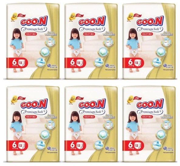Goon Premium Soft Külot Bebek Bezi (6 Beden) 15-25 Kg | 13x6 Paket