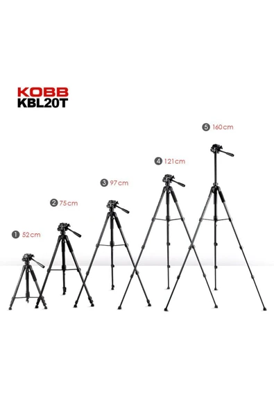 Kobb Kbl20t 160cm Su Terazili Profesyonel Alüminyum Lazer Tripod - Resim 5
