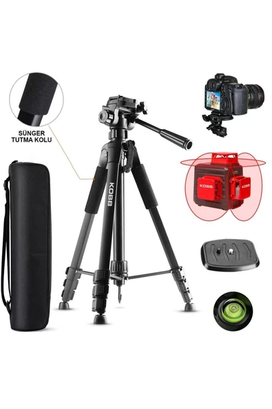 Kobb Kbl20t 160cm Su Terazili Profesyonel Alüminyum Lazer Tripod - Resim 3