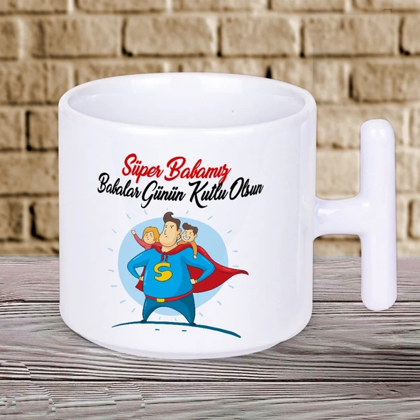 Süper Babamız Babalar Günün Kutlu Olsun Yazılı Hediyelik T Kupa Bardak ürün görseli