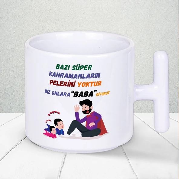Bazı Kahramanların Pelerini Yoktur Biz Onlara Baba Diyoruz Yazılı Babalar Günü T Kupa Bardak ürün görseli
