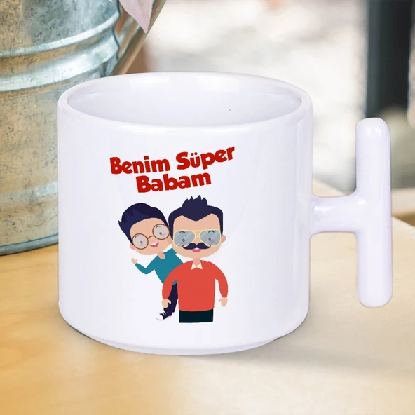 Her Süper Babanın İhtiyacı: Kahvesini İçerken Güç Toplayacağı T Kupa! Benim Süper Babam Yazılı Hediyelik T Kupa ürün görseli