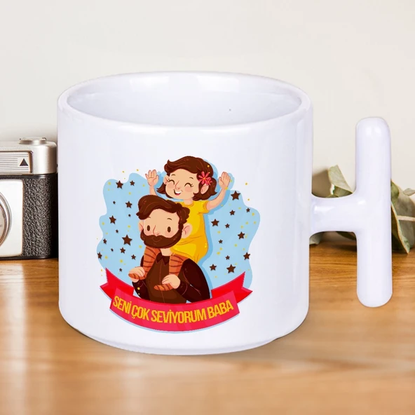 Seni Çok Seviyorum Baba Yazılı Babalar Gününe Özel Hediyelik T Kupa Bardak ürün görseli