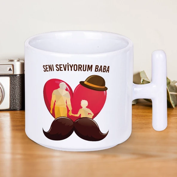 Seni Seviyorum Baba Baskılı Babalar Günü T Kupa Bardak - 1