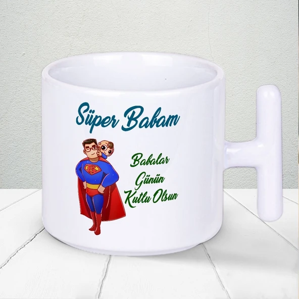 Süper Babam Babalar Günün Kutlu Olsun Yazılı Babalar Gününe Özel Hediyelik T Kupa Bardak ürün görseli
