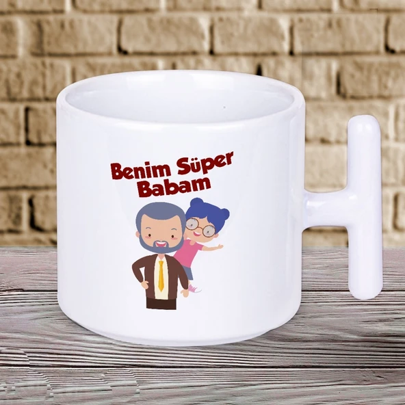 Benim Süper Babam Baskılı Babalar Gününe Özel Süper Babalara Hediyelik T Kupa Bardak - 1