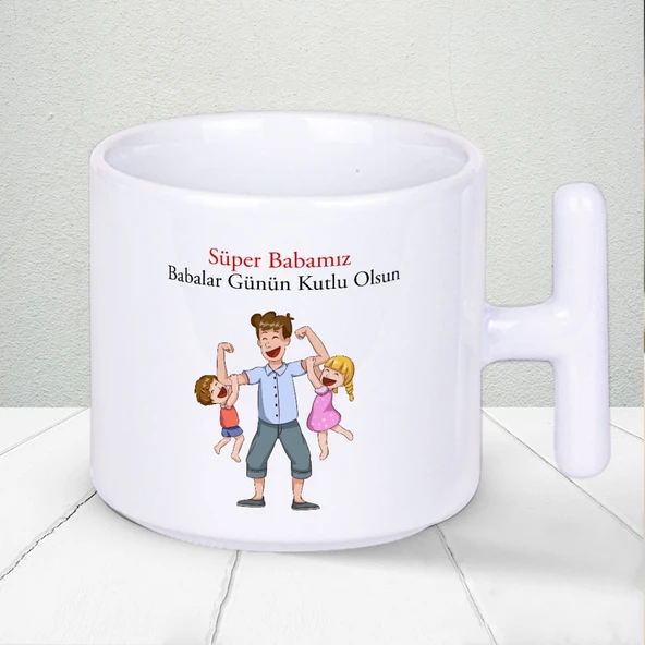 Süper Babamız Babalar Günün Kutlu Olsun Yazılı Hediyelik T Kupa Bardak ürün görseli