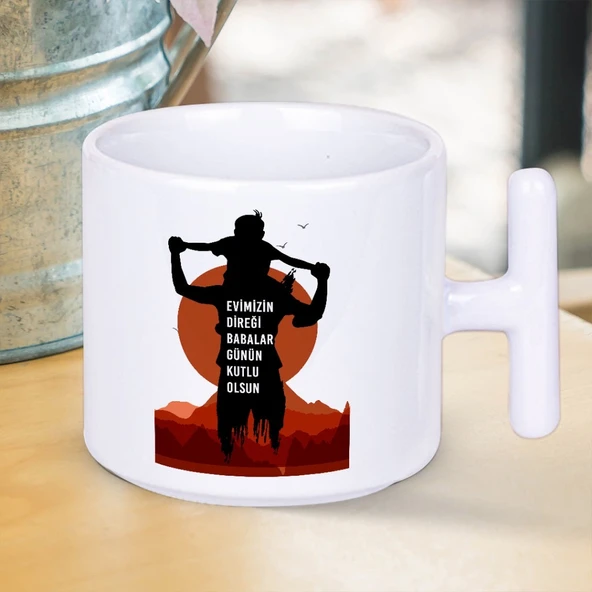 Evimizin Direği Babalar Günün Kutlu Olsun Yazılı T Kupa Bardak ürün görseli